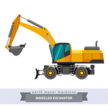 Wheeled excavator for earthwork operations