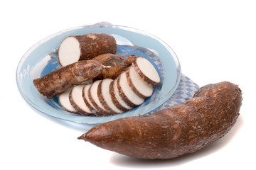 Cassava root isolated on a white background