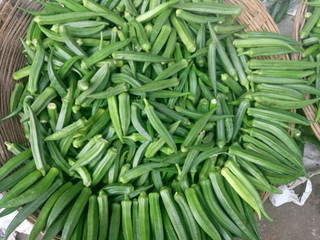 Directly above shot of fresh okra for sale