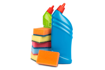 Cleaning equipment isolated on white background