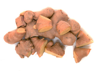 Ginger root isolated on white background.