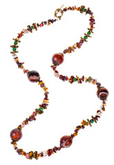 necklace from natural gemstone chippings isolated