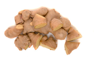Ginger root isolated on white background.