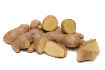 Ginger root isolated on white background.