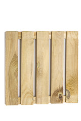 Piece of wooden fence isolated on a white background.