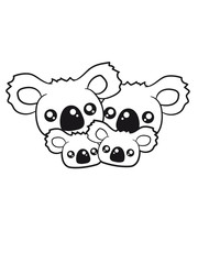 sweet little baby koala cute mamapapa 2 children couple faces heads family