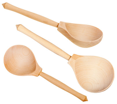set of wooden tablespoons isolated on white