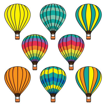 Vector set of bright air balloons