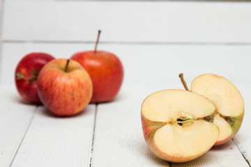 Fresh tasty red apple fruits isolated on a white background.