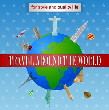 Vintage travel around the world poster
