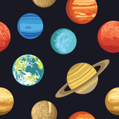 Seamless pattern with solar system planets