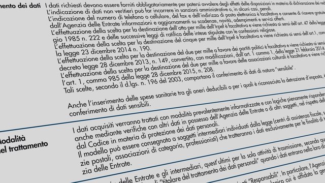 camera panning on a Unico italian tax form, with automatic fill in of name surname and signature