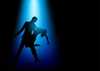 Silhouette illustration of a couple dancing