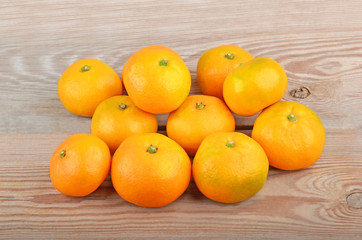 Mandarin on wooden background