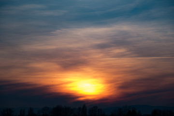 Sunset in winter