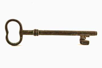 Old key isolated on white