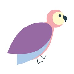 Cute colorful bird icon, flat illustration