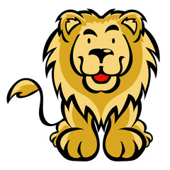 Naklejka premium Cute lion cartoon isolated on white background as package design 