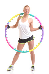 Woman holding hula hoop