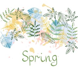 Fototapeta na wymiar abstract spring leaves. Hand drawn vector illustration