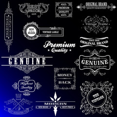 Набор старинных рамок для рекламы и оформления. Вывески для ресторанов и торговых марок.