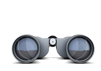 Binoculars closeup isolated on white background. 3d rendering