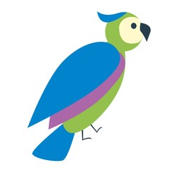 Cute colorful bird icon, flat illustration