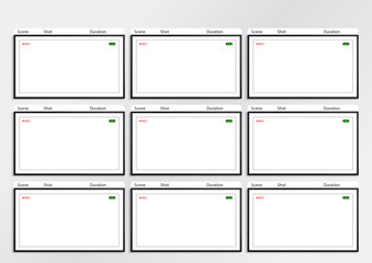 Camera viewfinder storyboard template 9 frame