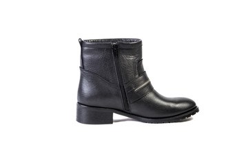 Spring leather boots on a white background, women's Italian leather shoes