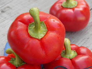 Bell pepper on wooden texture
