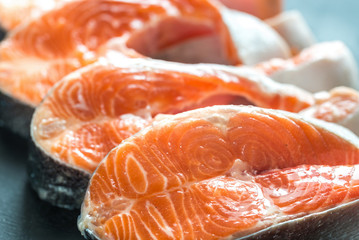 Raw trout steaks