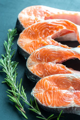 Raw trout steaks