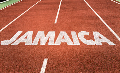 Jamaica written on running track