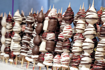 Chocolate and sweets on market, in La Boqueria, market Barcelona