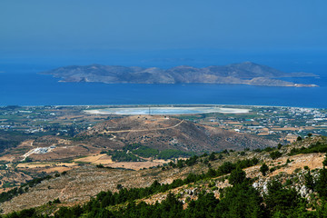 Obraz premium Salt lake Alikes on the shores of the Mediterranean Sea on the island of Kos in Greece.