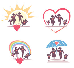 Loving family icon set.