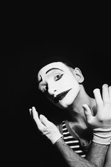 Portrait of sad mime