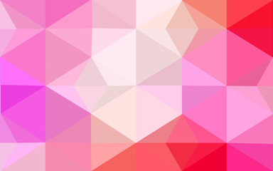 Multicolor pink, yellow polygonal design pattern, which consist of triangles and gradient in origami style.