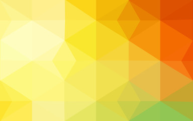 Multicolor red, yellow, orange polygonal design pattern, which consist of triangles and gradient in origami style.