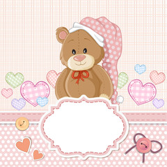 Teddy bear for baby boy . Baby shower invitation