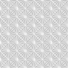 Vector damask seamless 3D paper art pattern background 282 Check Square Star Cross
