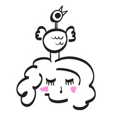 Hand drawn model woman vector icon illustration .