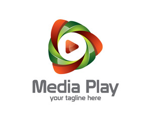 3D media play logo design. Colorful 3D media play logo vector te