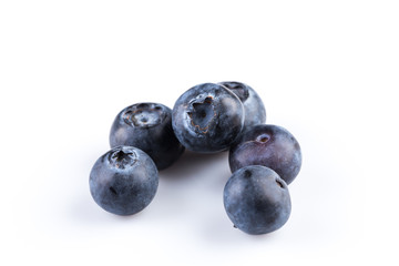 Blueberries on white background