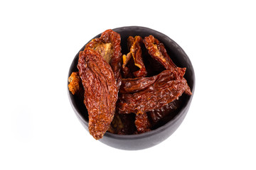 dried tomatoes on white background