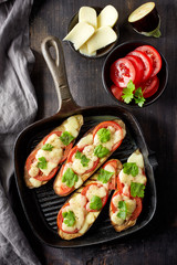 Baked eggplant with tomatoes and cheese