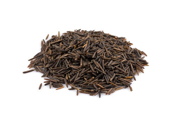 Heap of wild rice on white background