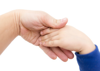 hand man and a boy on a white background