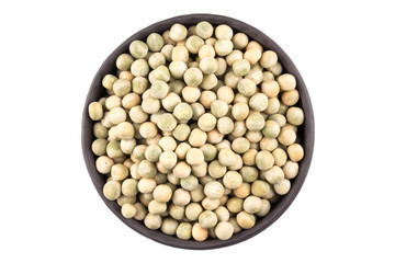 peas in a black plate