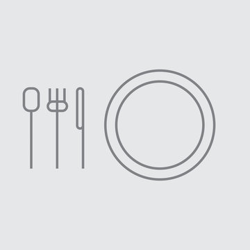 Thin line plate vector universal icon ..